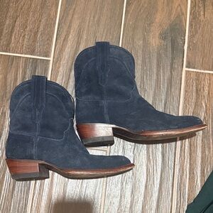 Tecovas Lucy Navy Suede Ankle Boots